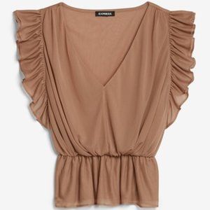 NWT Express Ruffle V-Neck Peplum Tank XL